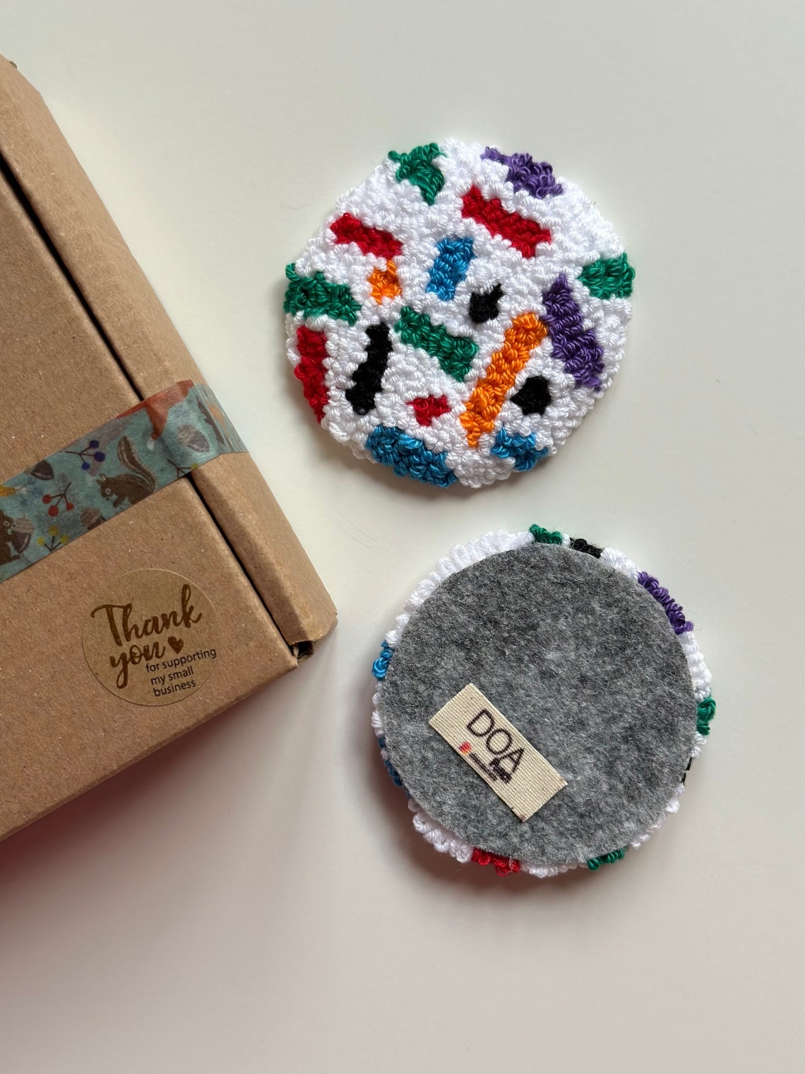 Set of 2 Car Coasters Punch Needle Car Coaster Car Coasters Etsy