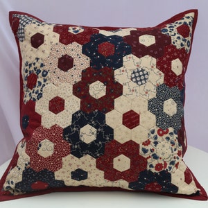Hand quilt hexagon cushion, quilted pillow cover, colorful cushion