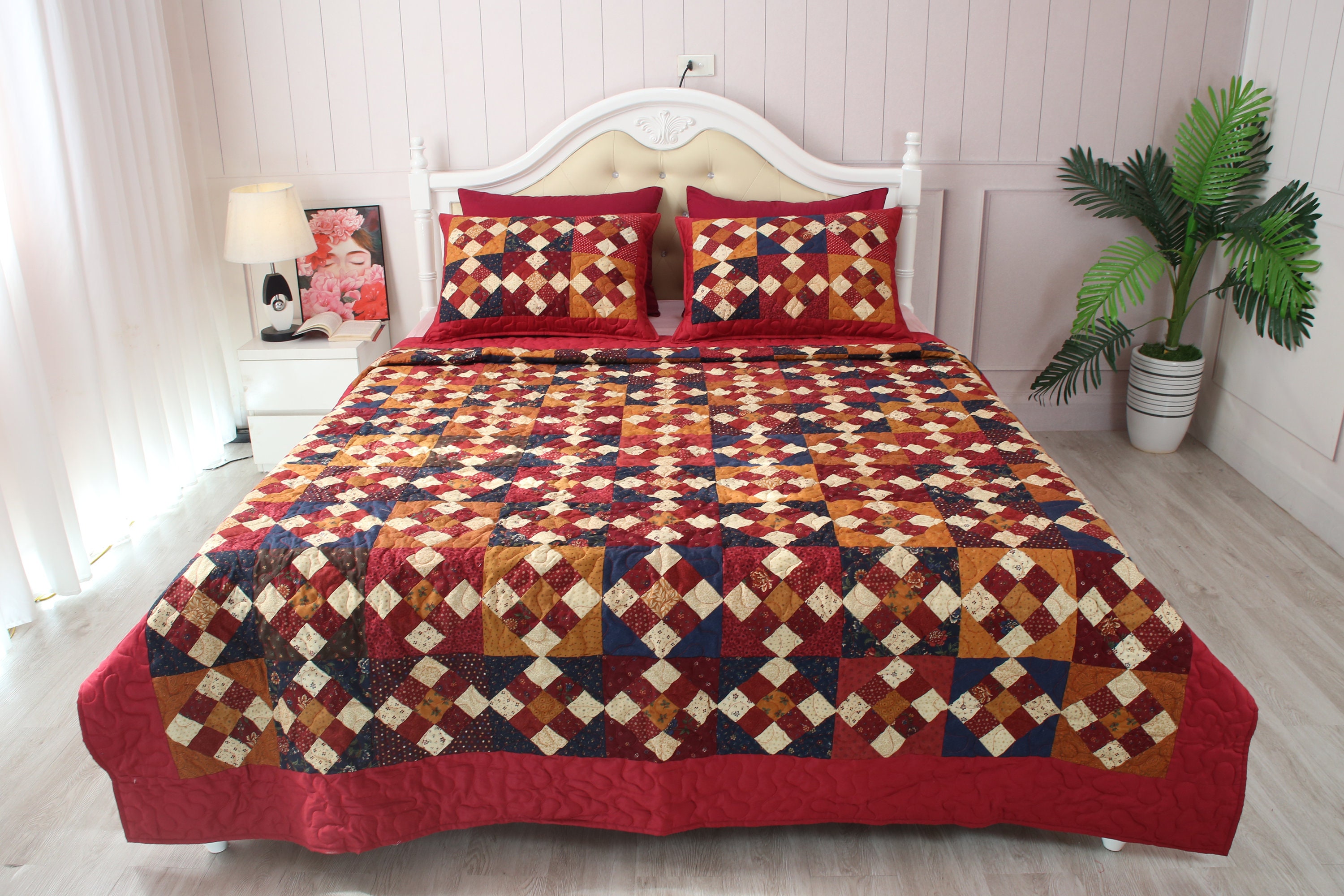 Handmade Patchwork Cotton Patchwork Quilt Hippie Bedding - Etsy