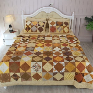 Vintage quilt, Handmade patchwork cotton, patchwork quilt, boho bohemian vintage. Custom any size