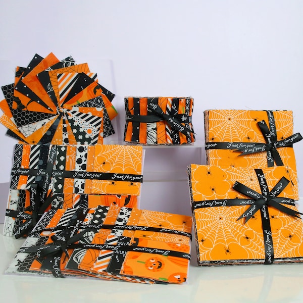 Halloween Fabric Squares, 100% Cotton Charm Packs