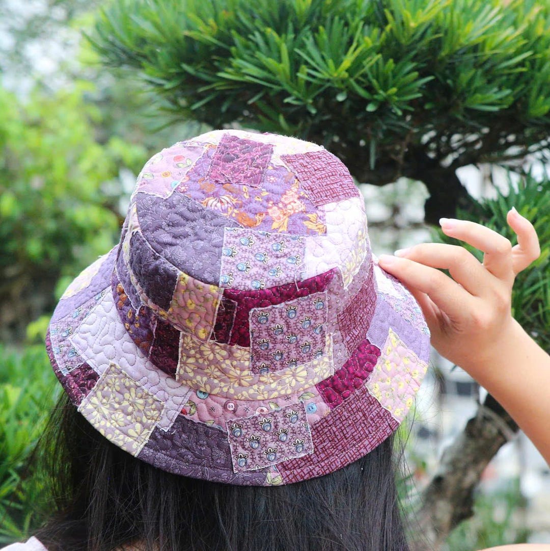Reversible Patchwork Quilted Bucket Hat: 100% Cotton - Etsy display picture 1