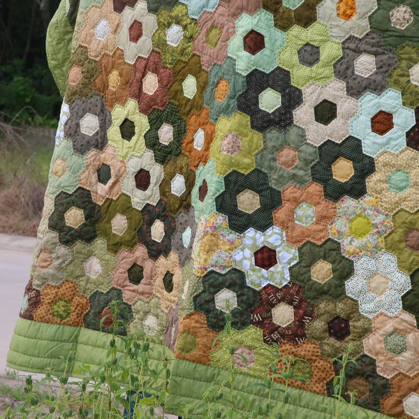 Handmade Queen Size Quilt: Patchwork Block Print Cotton Blanket