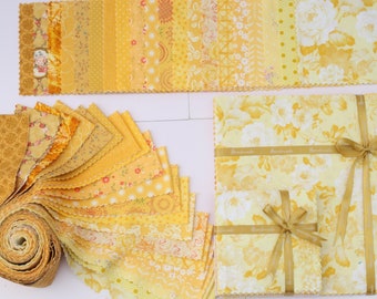 Yellow Fabric Charm Pack, 100% Cotton Quilting Squares