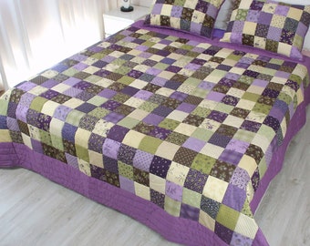Patchwork di cotone fatto a mano, trapunta patchwork, copriletto hippie, boho boho vintage. Personalizzabile in qualsiasi dimensione.