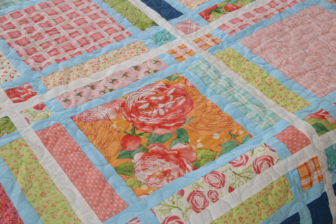 Custom Handmade Cotton Quilt: Floral Patchwork Bedding - Etsy