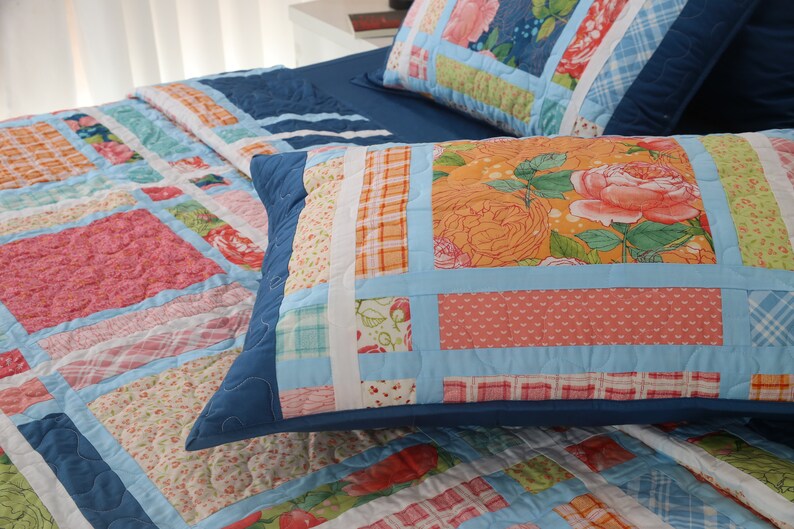 Custom Handmade Cotton Quilt: Floral Patchwork Bedding - Etsy