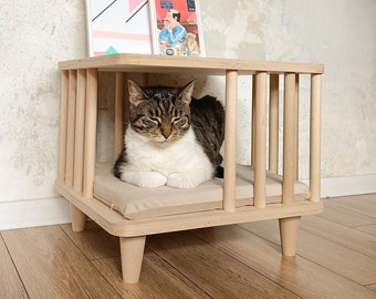 Square Modern Low Cat Table, Cat Furniture, Cat House