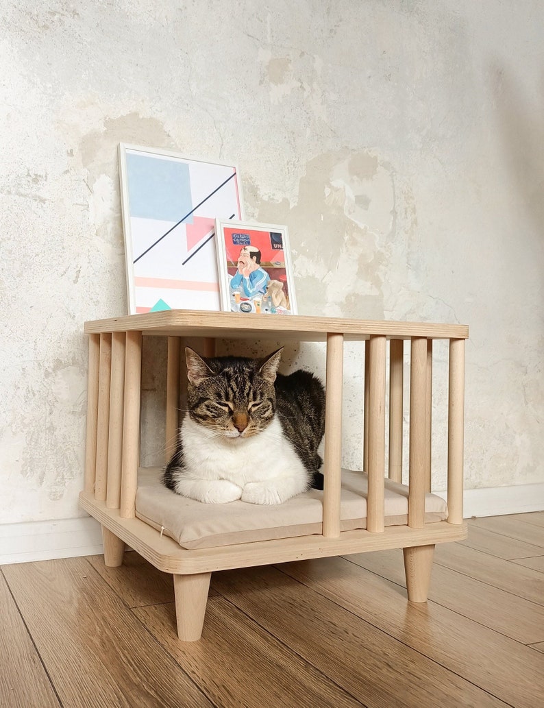 Square Modern Low Cat Table, Cat Furniture, Cat House Etsy