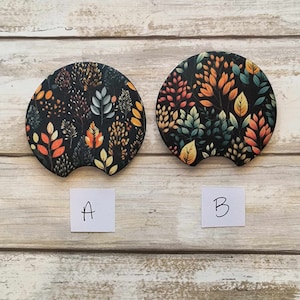 Woodsy Floral Car Coasters, Personalized Car Cup Holder Coasters, Cute Car Decor Accessories, New Car Decoration, Handmade Unique Gift