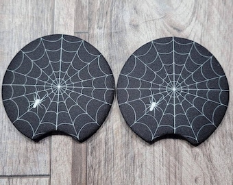 Spider Web Pattern Car Coasters, Personalized Car Cup Holder Coasters, Cute Car Decor Accessories, New Car Decoration, Handmade Unique Gift