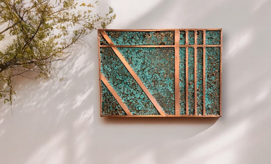 Copper Art L Rustic Copper Wall Art Farmhouse Decor Textured Wall Art ...