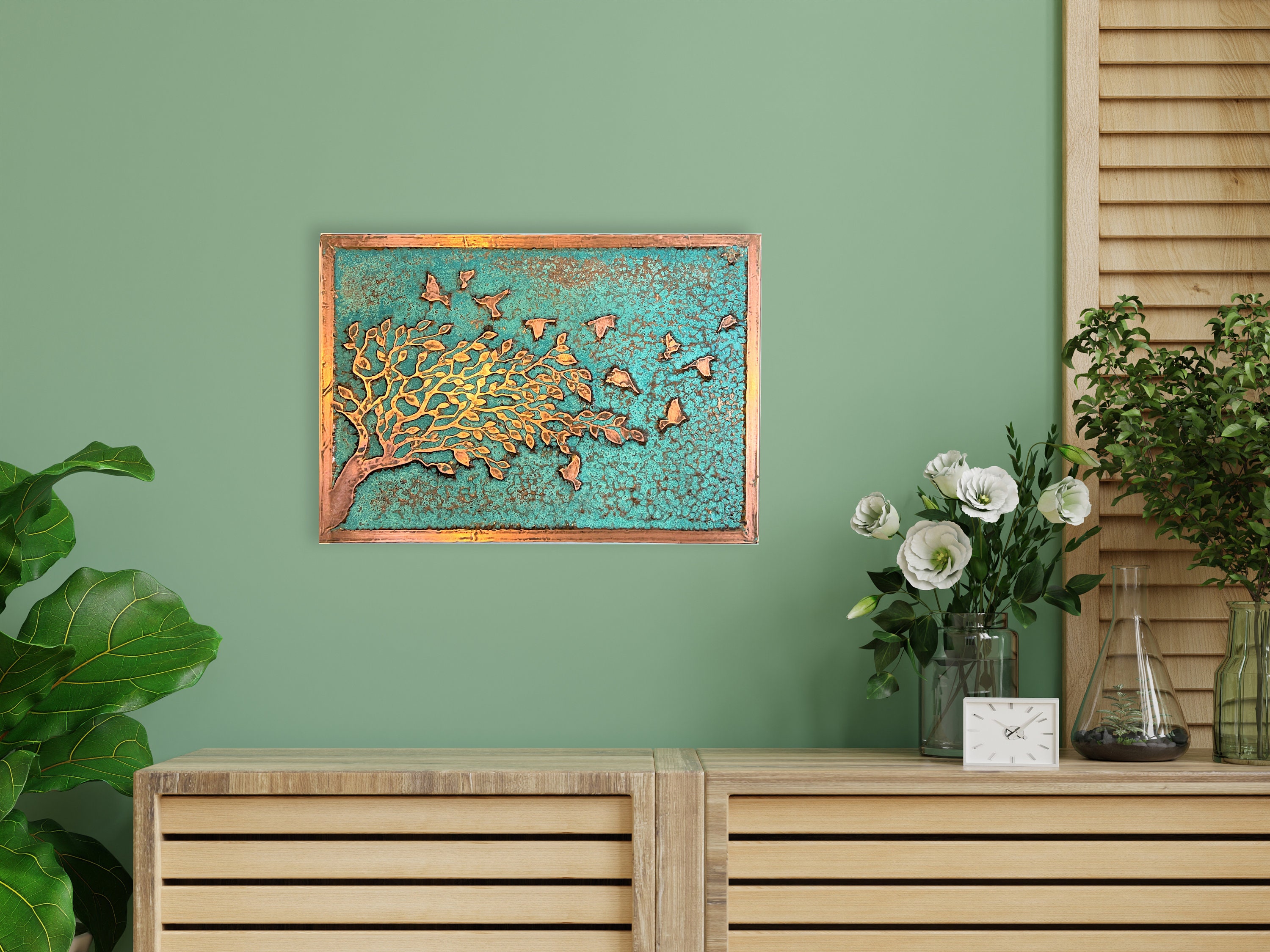 Rustic Copper Wall Art Farmhouse Decor Textured Wall Art Etsy