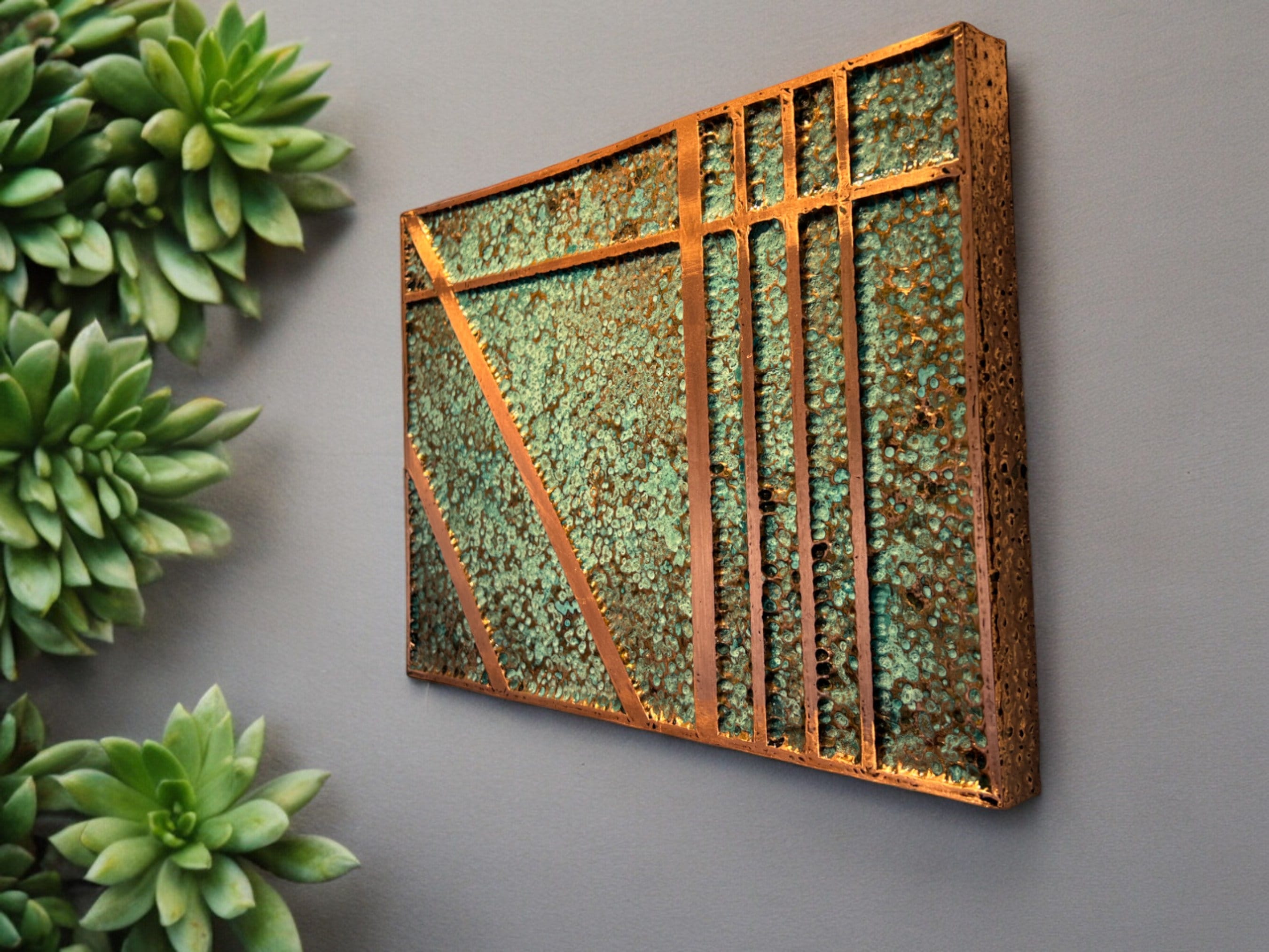 Copper Art L Rustic Copper Wall Art Farmhouse Decor Textured Wall Art ...