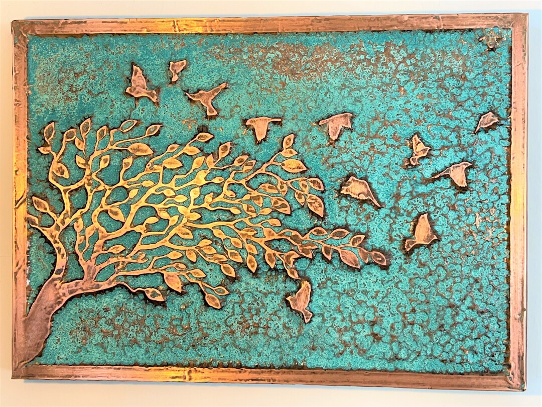 Rustic Copper Wall Art | Farmhouse Decor | Textured Wall Art ...