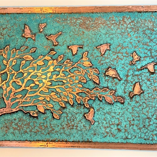 Rustic Copper Wall Art Farmhouse Decor Textured Wall Art Etsy