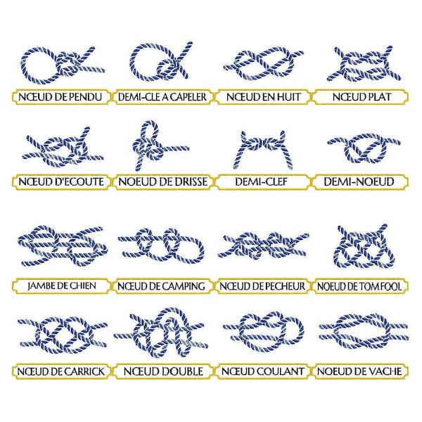 Bundle of nautical knots x16 (French) machine embroidery designs instant download