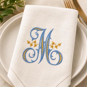 Vintage old Monograms with ivy branches, 26 capital letters, 4 sizes, machine embroidery designs