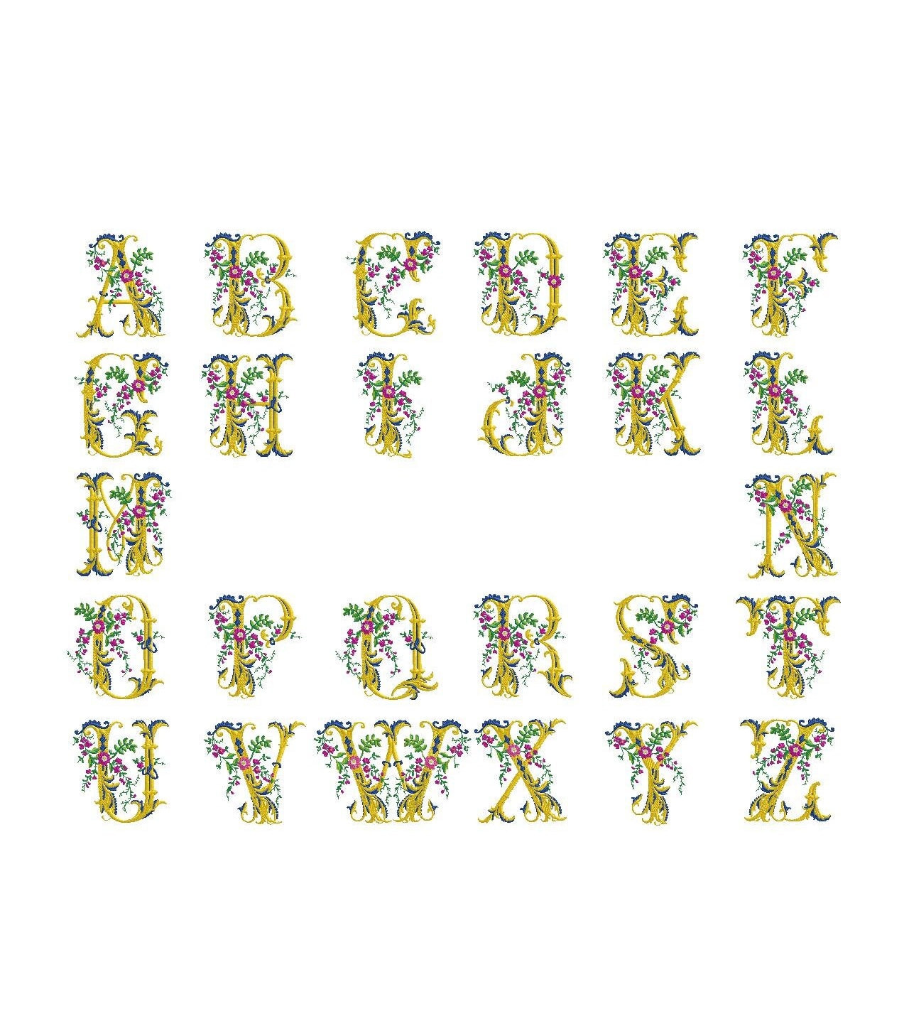 Vintage Monogram Alphabet, 3 Sizes, Machine Embroidery Designs - Etsy