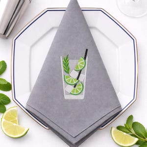 Cóctel de gin tonic y vodka con soda, 3 tamaños, diseños de bordado a máquina