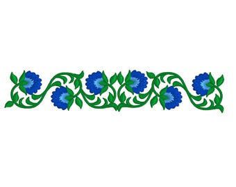 Flower border 4 sizes machine embroidery designs instant download