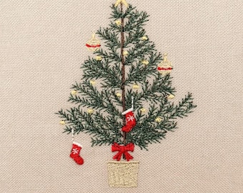 Potted Christmas fir tree, 4 sizes, machine embroidery designs