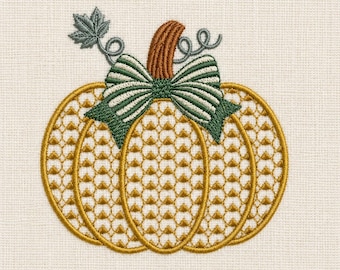 Elegant Bow Pumpkin, 5 sizes, machine embroidery designs