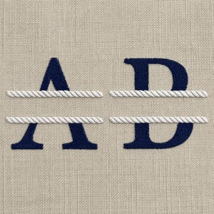 Monograma com letras divididas, divisor de corda, 12 tamanhos, desenhos de bordado à máquina