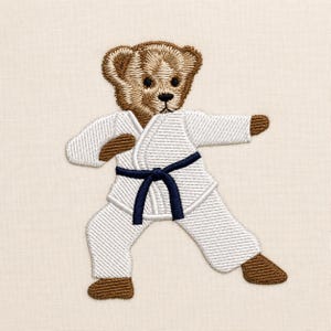 Diseños de bordado a máquina de ositos de peluche judo, 3 tamaños.