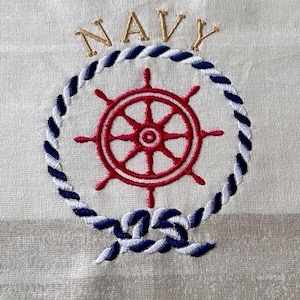 Nautical rudder Wheel with a Rope Frame, 5 sizes machine embroidery designs instant download