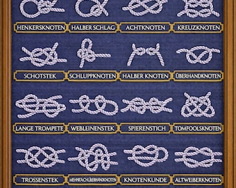 Bundle of nautical knots x16 (German and Dutch), one size each, machine embroidery designs