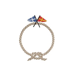 Maritime Flaggen mit einem Seil-Rahmen, 3 Größen Stickdatei
