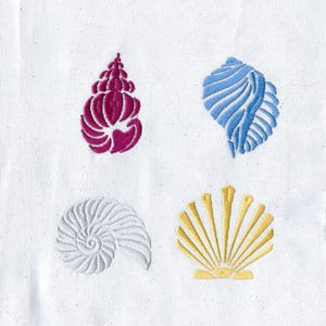 set of 4 Seashells, 3 sizes each, machine embroidery designs instant download