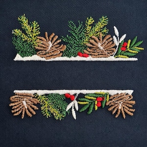 Christmas frame split, fir branch, cone pine, 4 sizes, machine embroidery designs