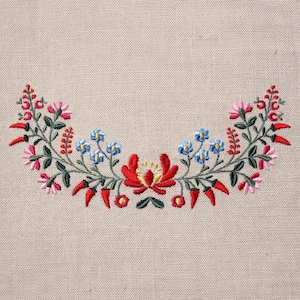 Bordado de flores folclóricas vintage, 4 tamaños, diseños de bordado a máquina