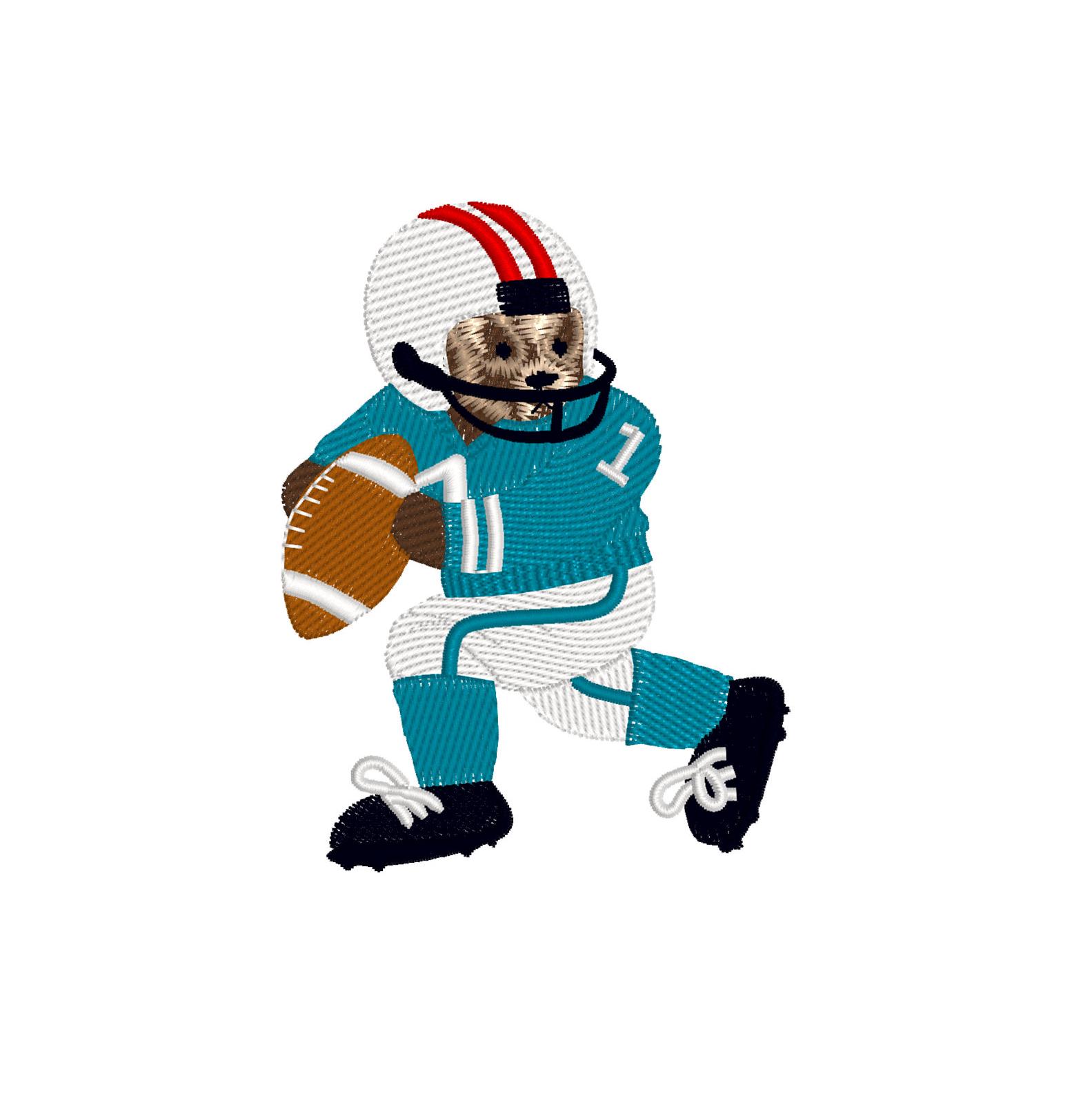 Teddy bear american football player, quarterback, 3 sizes, machine embroidery designs instant download