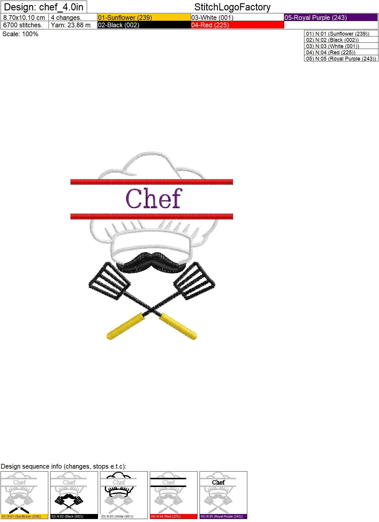 Cooking Split Frame Cooking Chef Split Frame for Apron, 5 Sizes, Machine Embroidery Designs ...