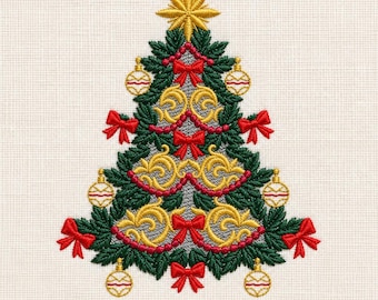 Baroque Christmas tree, 4 sizes, machine embroidery designs