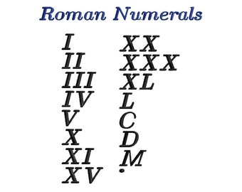 Roman figures, roman numerals, first 100 Roman numerals, 5 sizes, machine embroidery designs instant download