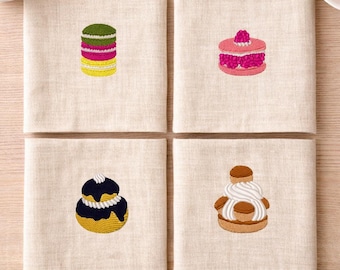 set of French pastries embroidery, 3 sizes each, machine embroidery designs