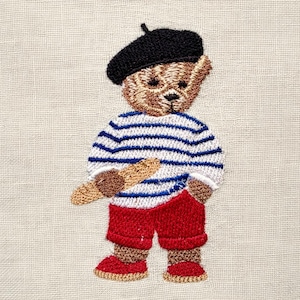 Teddy bear Parisian, Paris France, 3 sizes, machine embroidery designs
