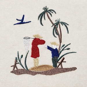 Chinoiserie fisherman, 2 sizes, machine embroidery designs