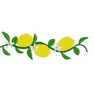 Lemon branch, 3 sizes machine embroidery designs instant download