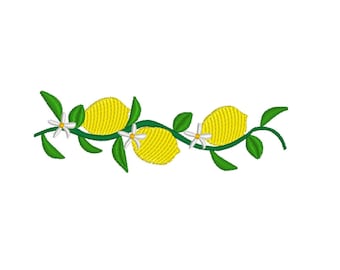 Lemon branch, 3 sizes machine embroidery designs instant download