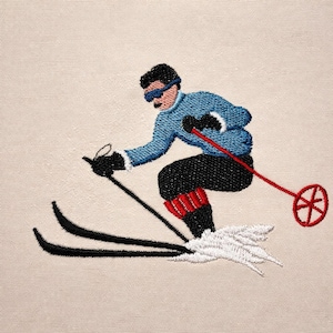 set of 2 Vintage Ski Rider, 3 sizes each, machine embroidery designs