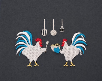 French Rooster set 4 sizes each, machine embroidery designs