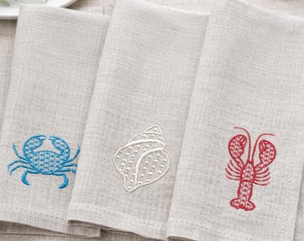 Lobster, Crab and Shell, quilted textures, 4 sizes each, machine embroidery designs