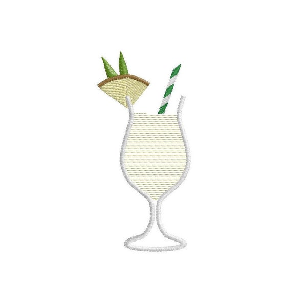 Pina Colada Cocktail, 3 sizes machine embroidery designs instant download