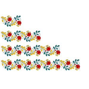Flower border, Mexican style, 4 sizes machine embroidery designs instant download
