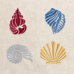 Juego de 4 conchas marinas, 3 tamaños cada una, diseños de bordado a máquina